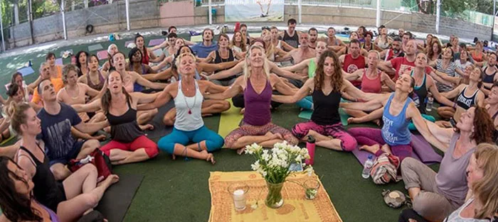 A global sangha practicing movement meditation together